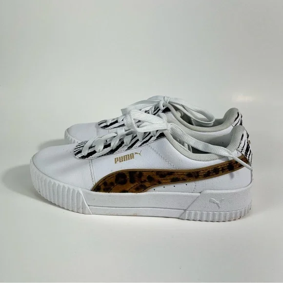 Puma Women's Carina Animal Mix Platform Cheetah Zeebra Stripe Sneakers 6.5 - Picture 2 of 7